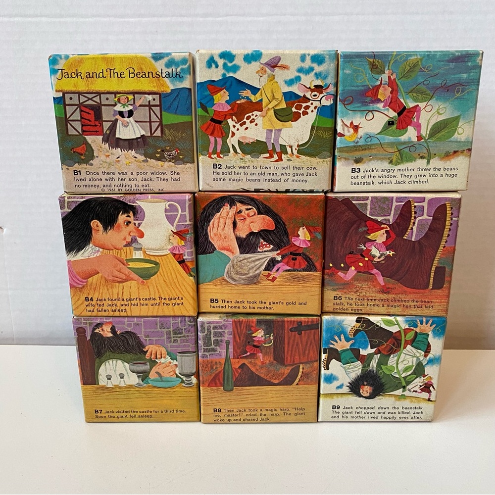 Vintage 1961 Playskool Golden Book Fairy Tale Story Picture Puzzle Blocks - Picture 10 of 14